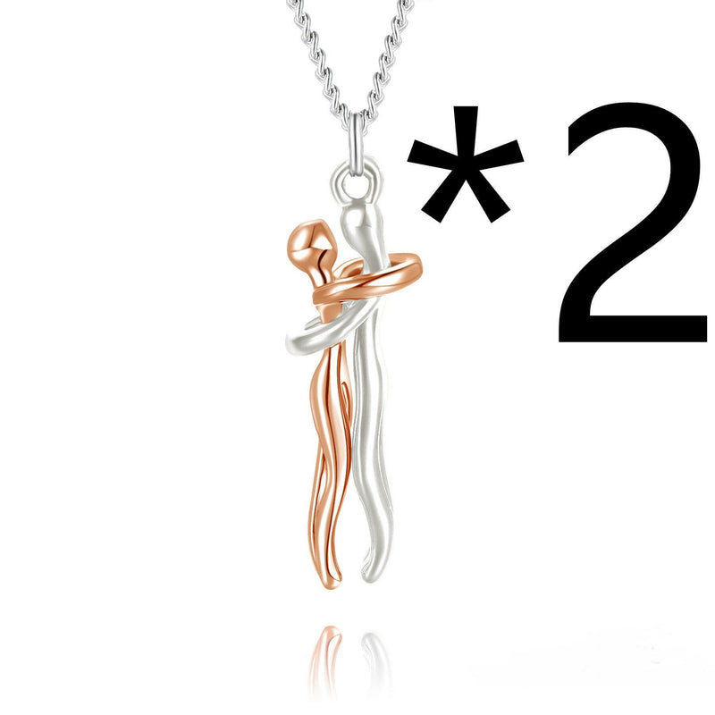 Affectionate Hug Necklace Couples Anniversary Valentine's Pendant chain.