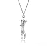 Affectionate Hug Necklace Couples Anniversary Valentine's Pendant chain.