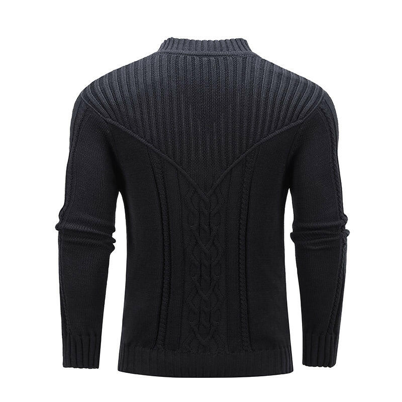 Fashion Men Solid Color Warm Jacquard Men Sweater.