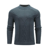 Fashion Men Solid Color Warm Jacquard Men Sweater.