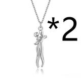 Affectionate Hug Necklace Couples Anniversary Valentine's Pendant chain.