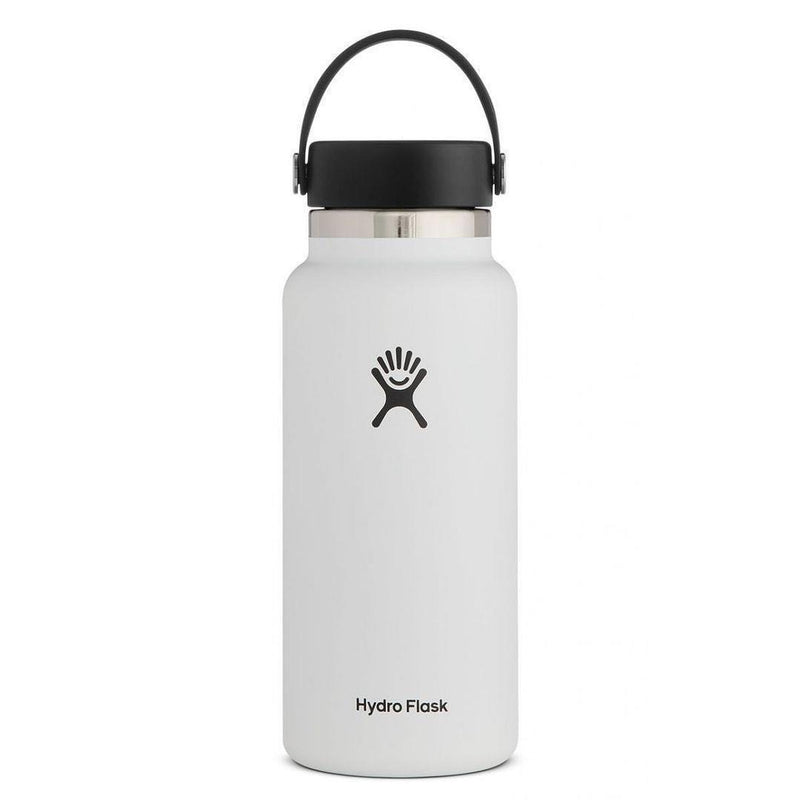 Generic Flask Wide Mouth Water Bottle with Flex Cap White 32oz/946ml