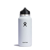 HYDROˊ FLASK Water bottle Stainless Steel & Vacuum Insulated with Straw Lid- 32oz White