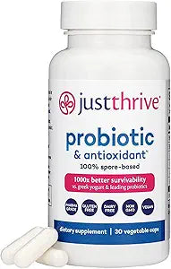 Just Thrive Probiotic & Antioxidant Supplement - 100% Spore-Based Digestive