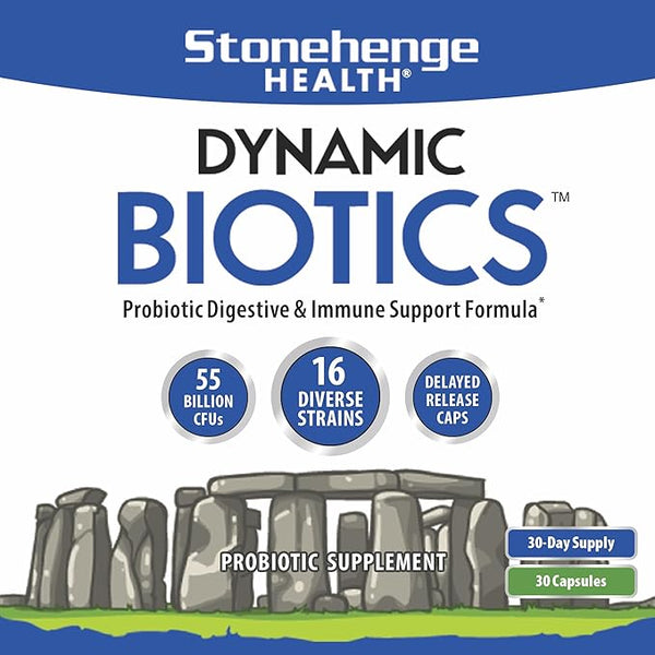 Probiotics 50 Billion CFU - 16 Strains Prebiotic Synbiotic - Stonehenge Health D