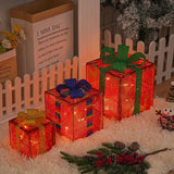 Lighted Up Outdoor Christmas Decorations Luminous Christmas Gift Box With Bow For Holiday Christmas Tree Home Yard Decor.
