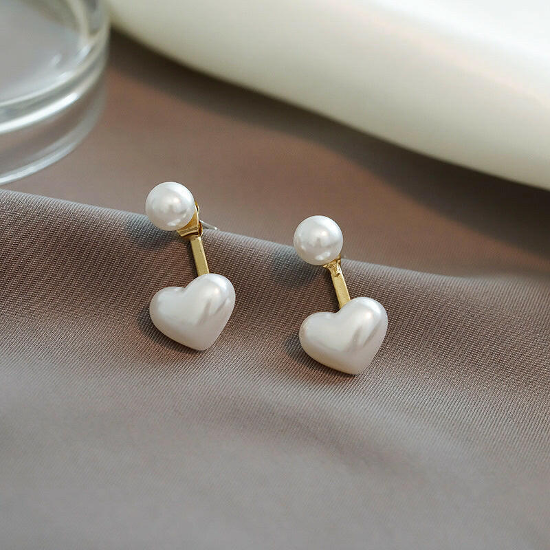 Simple Temperament Love Pearl Stud Earrings Jewelry.