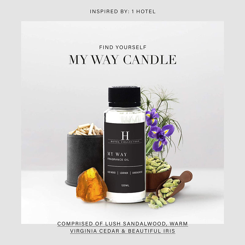 Hotel Collection My Way Essential Oil Scent Luxury Hotel Inspired Aromatherapy Scent Diffuser Oil Lush Sandalwood, Warm Virginia Cedar, and Beautiful Iris 120mL