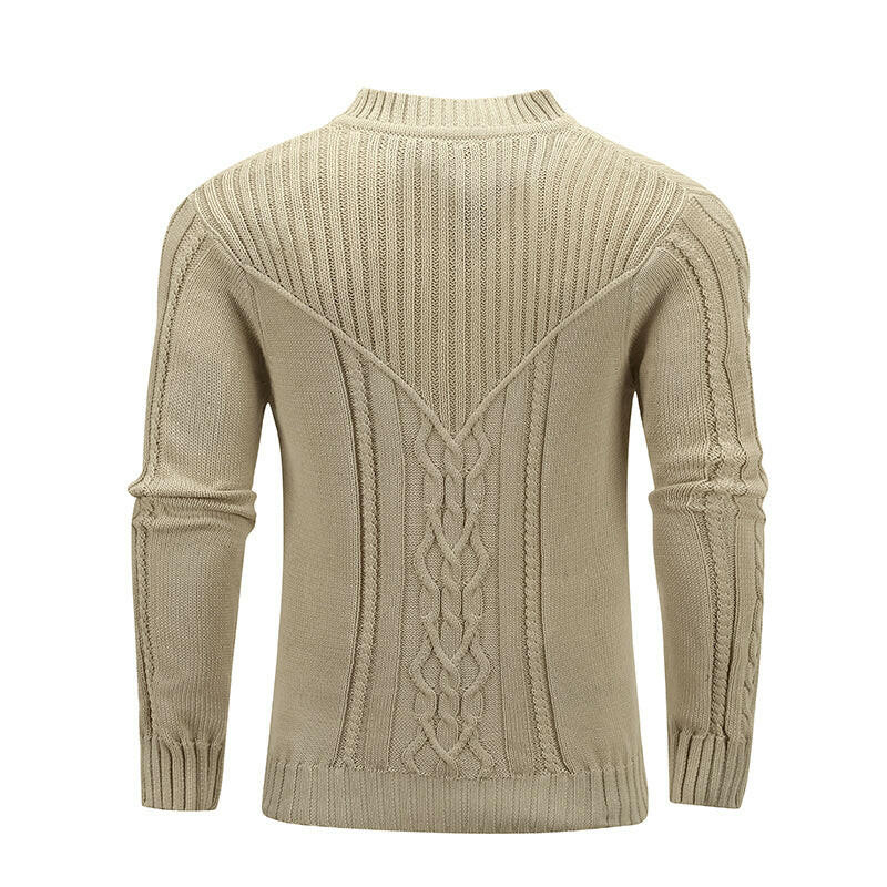 Fashion Men Solid Color Warm Jacquard Men Sweater.