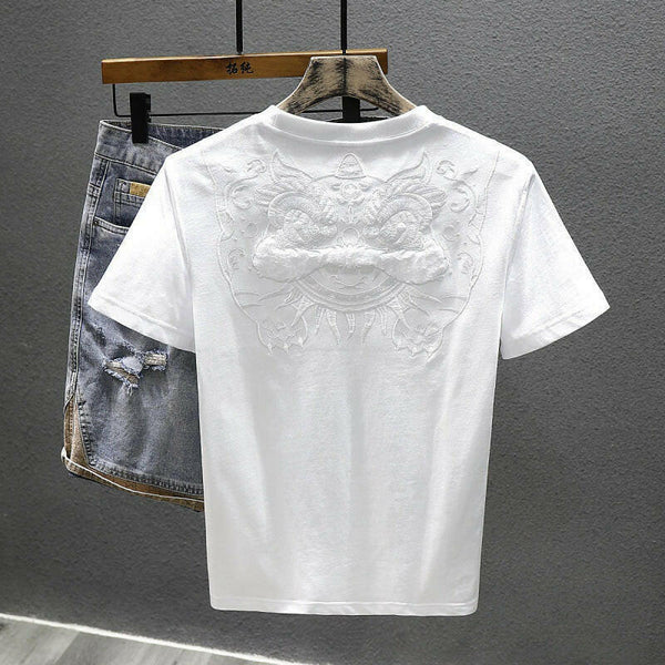 Embroidered Short-sleeved T-shirt For Men.