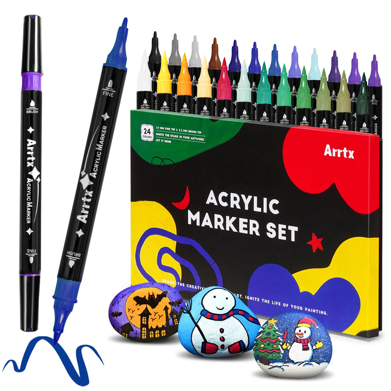 Arrtx Acrylic Paint Brush Pens for Rock Painting, 30 Colors