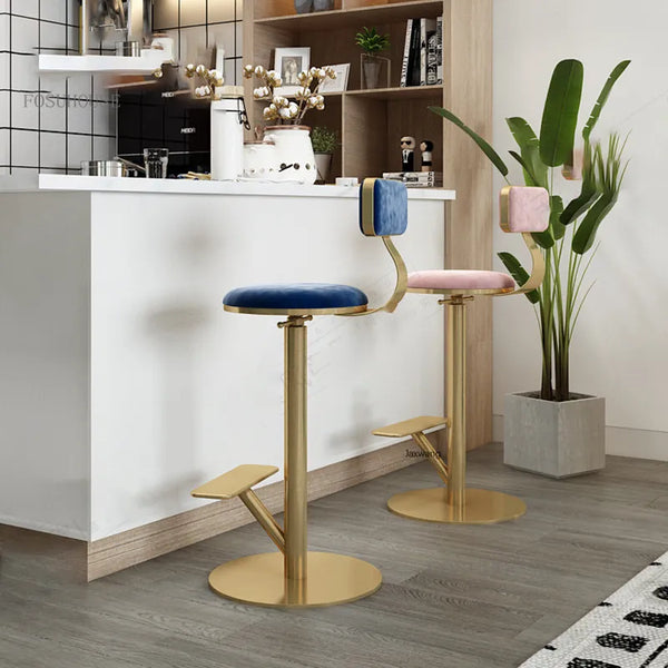 Nordic Furniture Bar Chair Designer High Chair Home Rotating Bar Chairs  Iron Lifting Stool  High Feet Stools Bv.