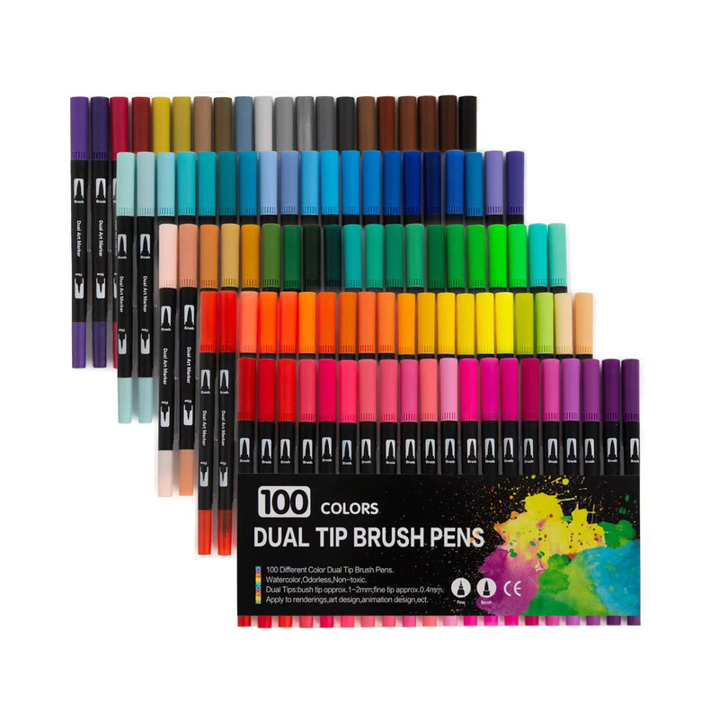 60 100 Colors Dual Tip Brush Pens Art Markers,Brush Tip with