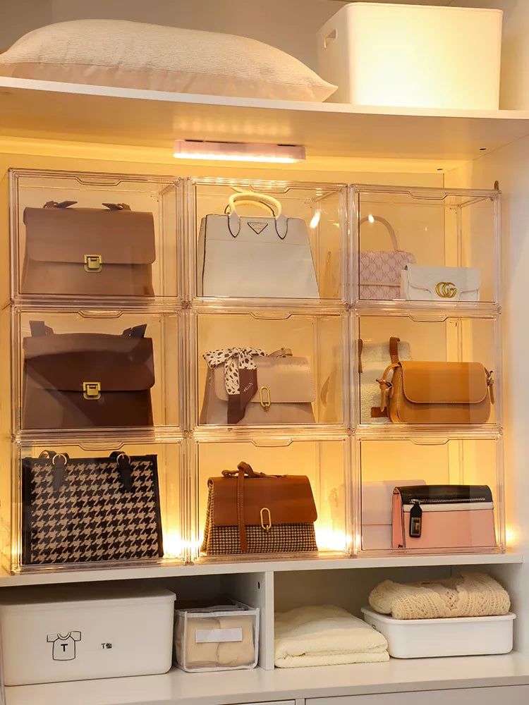Luxury Handbag Organizer for Wardrobe Closet Transparent Bag Storage Box  Dust-proof Handbag Showcase Holder Woman