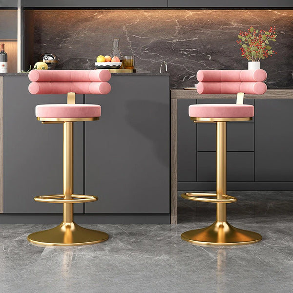Pink Salon Bar Stools Nordic Manicure Swivel Banquet Barber Make Up Chair Modern Breakfast Tabourets De Bar Silla Home Furniture.