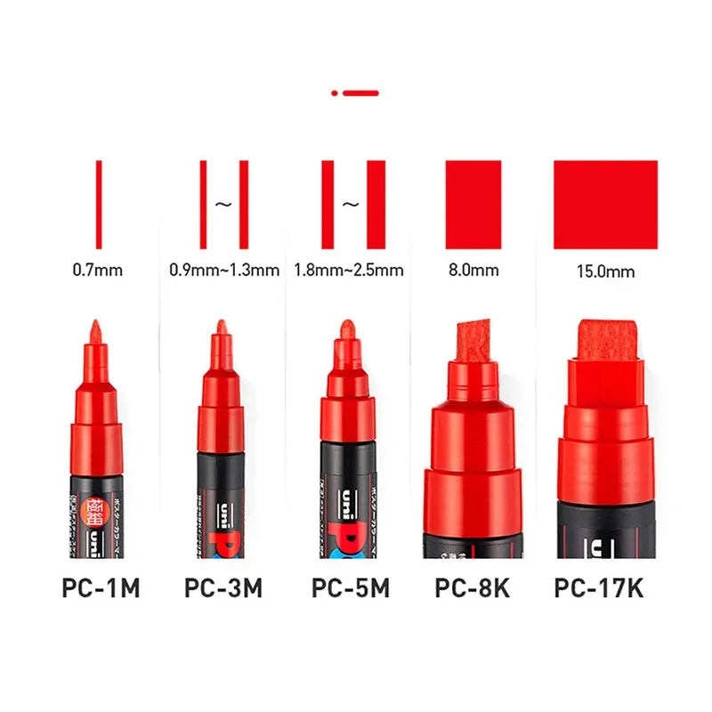 Uni Posca Paint Marker Pen Extra Fine Point 0.7mm 8 Color PC-1M 8C