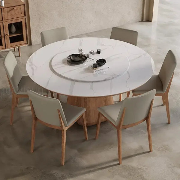 Wooden Modern Dining Table Marble Center Living Room Luxury Round Kitchen Dining Table Bedside Table A Manger Modern Furnitures.