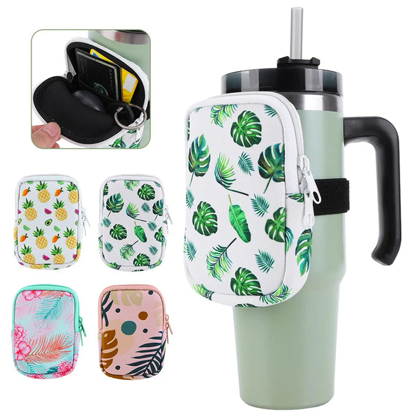 Water Bottle Pouch Printing Handheld Caddy Holder Bag for Stanley Tumblers 20/30/40oz Mugs Portable Storage Bag Gym Accessories.