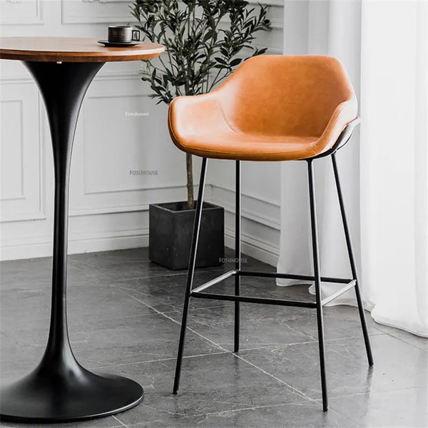 New Nordic Wrought Iron Bar Chair for Kitchen Furniture Luxury Home Cafe Counter Bar Stool Simple Leisure High Stool D.