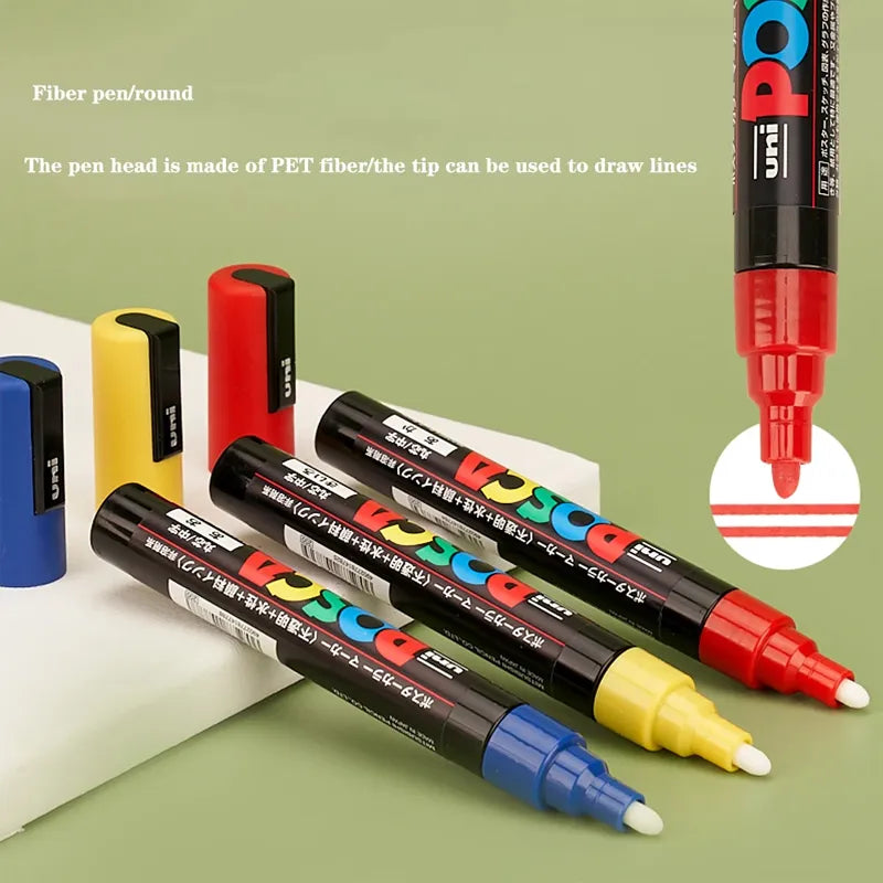 New Package Uni Posca Marker Set ,PC-1M 3M 5M 8K Acrylic Graffiti Paint Pen  7/