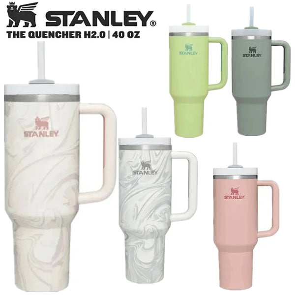 Stanley Tumbler with Handle Straw Lid Stainless Steel 30oz/40oz Vacuum Insulated Car Mug Double Wall Thermal Iced Travel Cup.