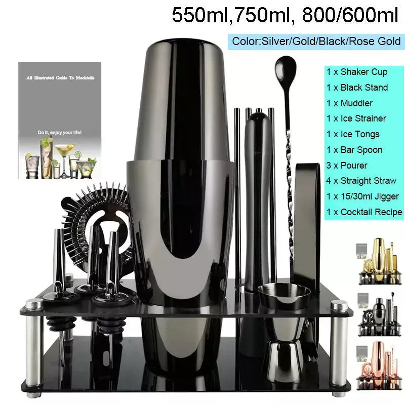 600ml 750ml Cocktail Shaker Set Stainless Steel Wine Mixing Cup