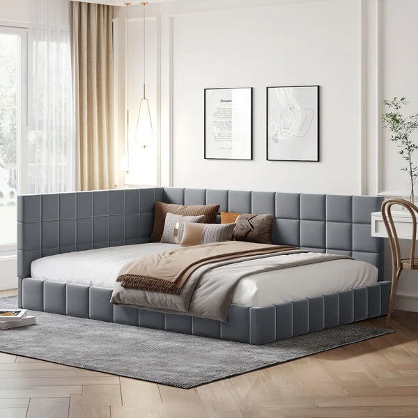 Full Size Upholstered Daybed/Sofa Bed Frame, Velvet Easy to assemble  for indoor living room furniture.