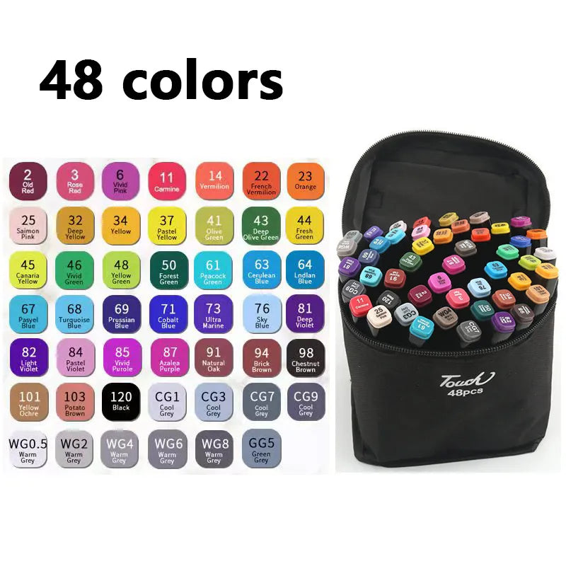 24-168 Colors Double Headed Art Marker Pen Set Sketching Oily Tip