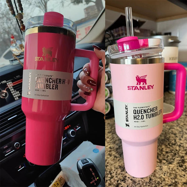 Valentine's Day Stanley Quencher H2.0 40oz Tumbler Handle Stainless Steel Vacuum Insulated Thermal Travel Mug Coffee Hot Cup.