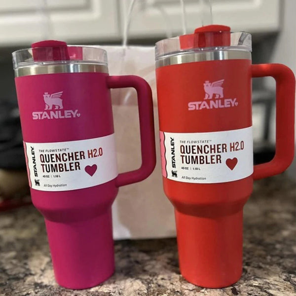 Valentine's Day Stanley Quencher Stainless Steel Vacuum Insulated Tumbler and Straw 30oz/40oz Thermal Travel Mug Coffee Hot Cup.