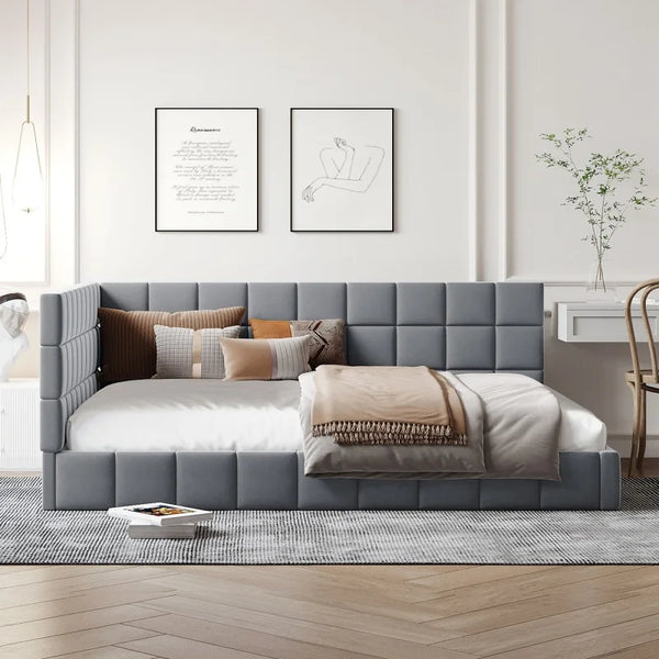 Full Size Upholstered Daybed/Sofa Bed Frame, Velvet Easy to assemble  for indoor living room furniture.
