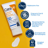 CeraVe Hydrating Face Mineral Sunscreen Lotion SPF 50 for All Skin Types, 2.5 fl oz