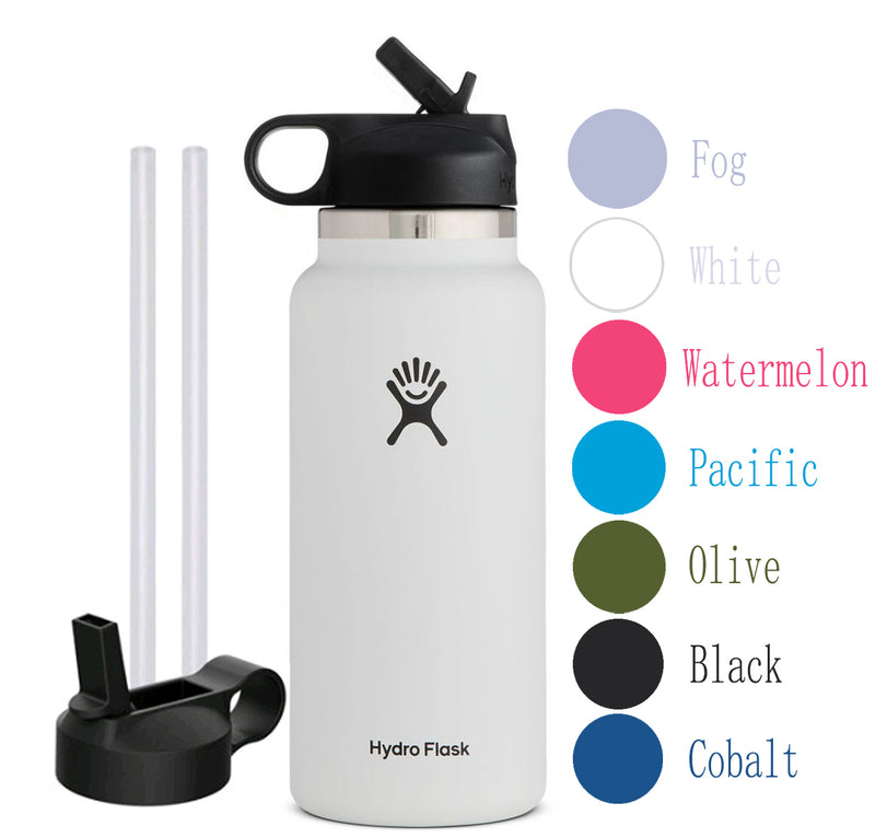 HYDROˊ FLASK Water bottle Stainless Steel & Vacuum Insulated with Straw Lid- 32oz White