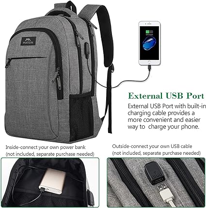 Travel Laptop Backpack, Business Anti Theft Slim Sturdy Laptops Backpack with USB Charging Port