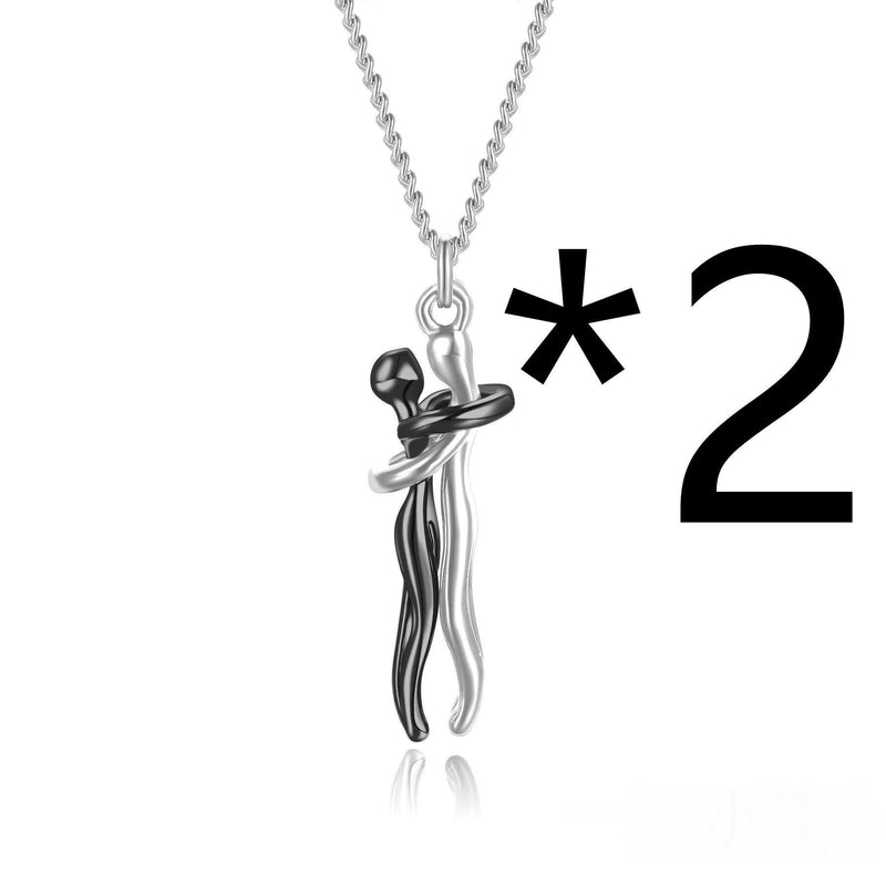 Affectionate Hug Necklace Couples Anniversary Valentine's Pendant chain.