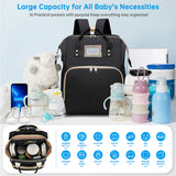 Diaper Bag Backpack, Multifunctional Baby Changing Bag with Foldable Crib & Insulated Milk Bottle Pocket