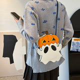 Halloween Shouder Bags Creative 3D Cartoon Pumpkin Ghost Design Cute Bags Women Cell Phone Purses Novelty Personalized Candy Crossbody Bags.